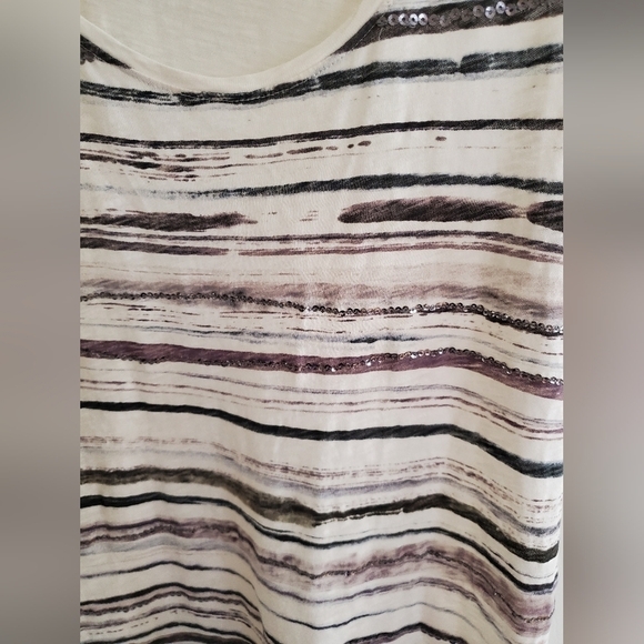 J. Crew Cream And Purple Tank Top With Sequin Accents Size S - Picture 4 of 6